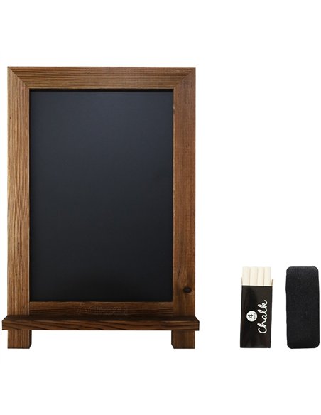 Tabletop Magnetic Chalk Board with Magnetic Surface and Stand Brown Frame 9.5&quot×14&quot (241×356mm)  | Stalwart DA-GWA306