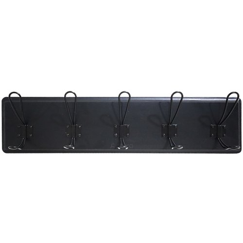 Rustic Wall Mounted 24&quot (610mm) Coat Rack with 5 Rustic Hooks Solid Pine Wood Black | Stalwart DA-GWA316