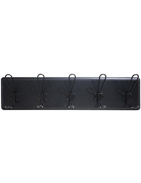 Rustic Wall Mounted 24&quot (610mm) Coat Rack with 5 Rustic Hooks Solid Pine Wood Black | Stalwart DA-GWA316