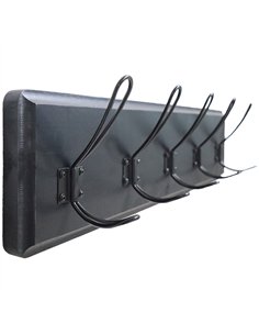 Rustic Wall Mounted 24&quot (610mm) Coat Rack with 5 Rustic Hooks Solid Pine Wood Black | Stalwart DA-GWA316 2