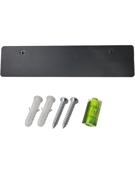 Rustic Wall Mounted 24&quot (610mm) Coat Rack with 5 Rustic Hooks Solid Pine Wood Black | Stalwart DA-GWA316