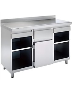 Commercial Stainless Steel Tall Coffee Station Table with Drawer 1500×600×1150mm | Stalwart DA-KFT1561