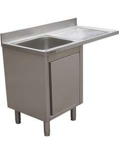 Stainless Steel Single Bowl Sink Unit with Right Drainer &amp Cabinet 1200×700×950mm | Stalwart DA-YLC127SBL1 2