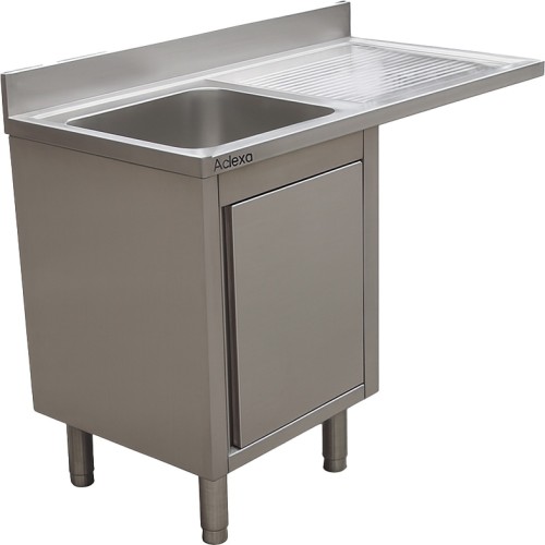 Stainless Steel Single Bowl Sink Unit with Right Drainer &amp Cabinet 1200×700×950mm | Stalwart DA-YLC127SBL1