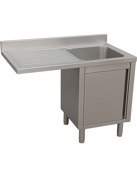 Stainless Steel Single Bowl Sink Unit with Left Drainer &amp Cabinet 1200×600×950mm | Stalwart DA-YLC126SBR1