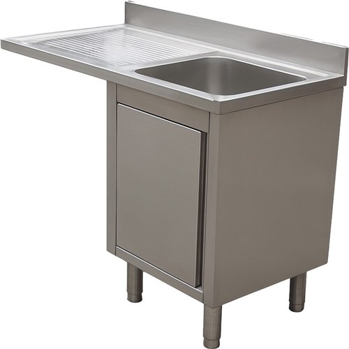 Stainless Steel Single Bowl Sink Unit with Left Drainer &amp Cabinet 1200×700×950mm | Stalwart DA-YLC127SBR1
