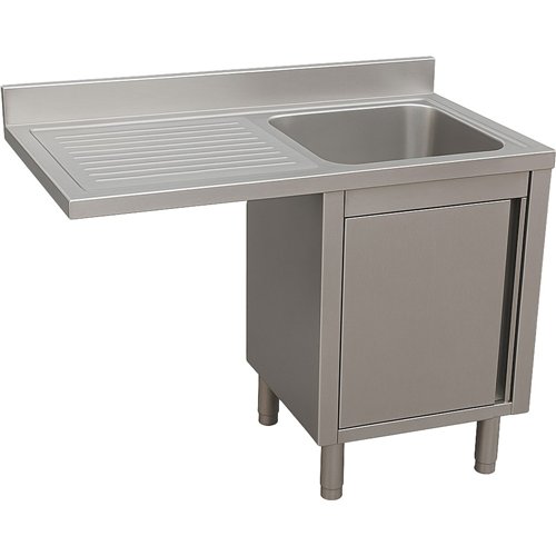 Stainless Steel Single Bowl Sink Unit with Left Drainer &amp Cabinet 1400×600×950mm | Stalwart DA-YLC146SBR1