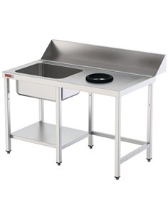 Commercial Stainless Steel Sink with Waste Hole and Splashback 1200x750x970 | Stalwart DA-YLS1275B1DR