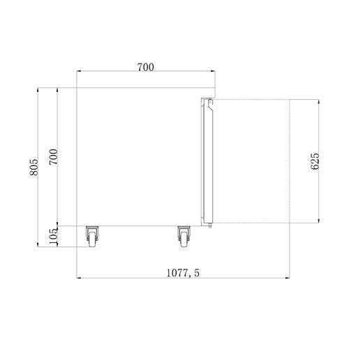 608 Ltr 4 Door Stainless Steel Refrigerated Prep Counter | Stalwart DA-NORCOLD874