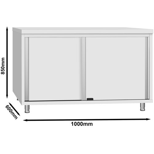 Commercial Stainless Steel Sliding Door Work Table Cabinet 1000x600x850mm | Stalwart DA-QNH314