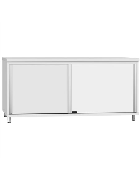 Commercial Stainless Steel Sliding Door Work Table Cabinet 2000x600x850mm | Stalwart DA-QNH320