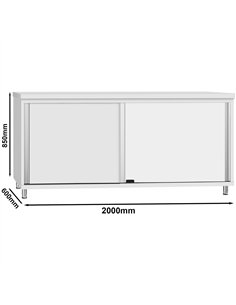 Commercial Stainless Steel Sliding Door Work Table Cabinet 2000x600x850mm | Stalwart DA-QNH320 2