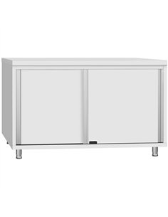 Commercial Stainless Steel Sliding Door Work Table Cabinet 1200x700x850mm | Stalwart DA-QNH326