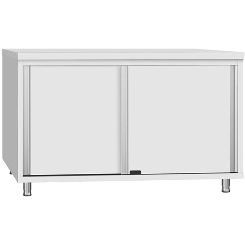 Commercial Stainless Steel Sliding Door Work Table Cabinet 1200x700x850mm | Stalwart DA-QNH326