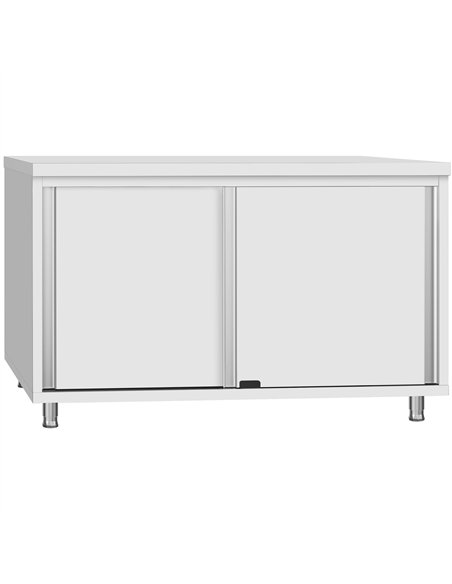 Commercial Stainless Steel Sliding Door Work Table Cabinet 1400x700x850mm | Stalwart DA-QNH328