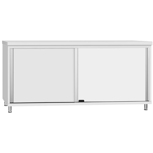 Commercial Stainless Steel Sliding Door Work Table Cabinet 1600x700x850mm | Stalwart DA-QNH330
