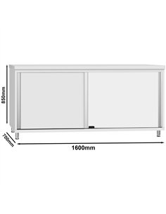 Commercial Stainless Steel Sliding Door Work Table Cabinet 1600x700x850mm | Stalwart DA-QNH330 2