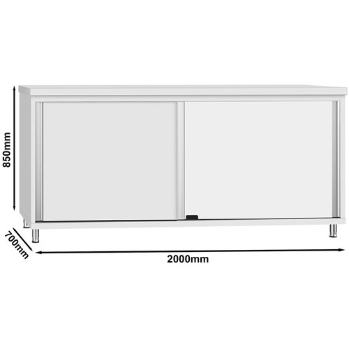 Commercial Stainless Steel Sliding Door Work Table Cabinet 2000x700x850mm | Stalwart DA-QNH334