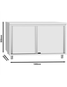 Commercial Stainless Steel Sliding Door Work Table Cabinet 1200x500x850mm | Stalwart DA-QNH340 2