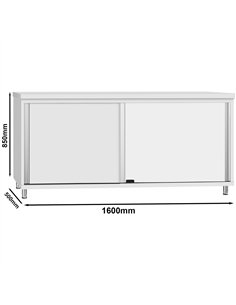 Commercial Stainless Steel Sliding Door Work Table Cabinet 1600x500x850mm | Stalwart DA-QNH344 2
