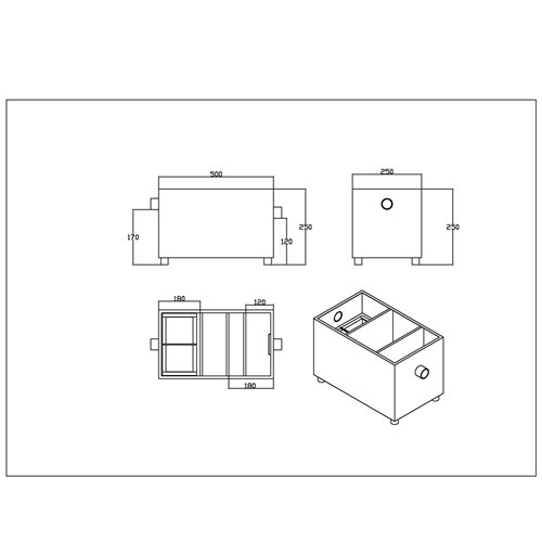 Commercial Stainless Steel Grease Trap with Lid and Outlet Valve 500x250x250mm | Stalwart DA-QNH512