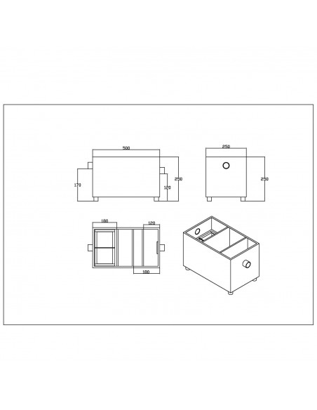 Commercial Stainless Steel Grease Trap with Lid and Outlet Valve 500x250x250mm | Stalwart DA-QNH512