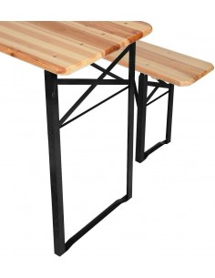 Three Piece Foldable Beer Table and Bench Set, Wooden Outdoor Garden Furniture 1800x500x750mm | Stalwart DA-NFWU24101800 2
