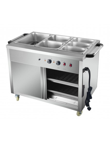 Heated Bain Marie Hot Cupboard Buffet Station Mobile 121 cm Bain Marie Hotcupboard