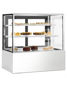 Cake Counter Straight front 1200 X 740 X 1200mm 2 shelves White base LED