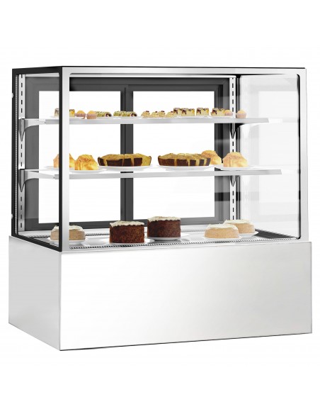 Cake Counter Straight front 1200 X 740 X 1200mm 2 shelves White base LED