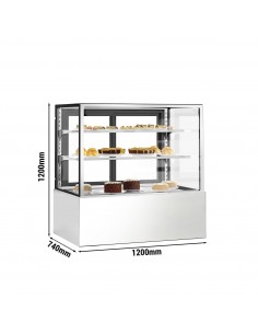 Cake Counter Straight front 1200 X 740 X 1200mm 2 shelves White base LED 2