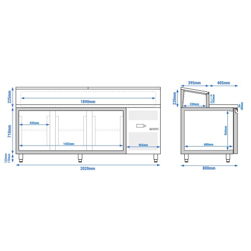 3-Door Prep Counter Pizza & Salad...