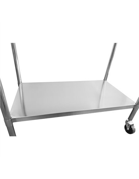 Commercial Mobile Work table with Adjustable feet Stainless steel Bottom shelf  Rear upstand 600x600xx850/930mm | Stalwart DA-DA