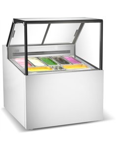 Professional Gelato &amp Ice Cream Serving Display Counter 7 tubs Straight front | Stalwart DA-DW7