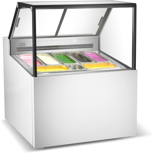 Professional Gelato &amp Ice Cream Serving Display Counter 7 tubs Straight front | Stalwart DA-DW7