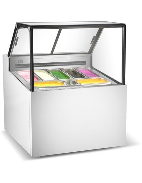 Professional Gelato &amp Ice Cream Serving Display Counter 7 tubs Straight front | Stalwart DA-DW7