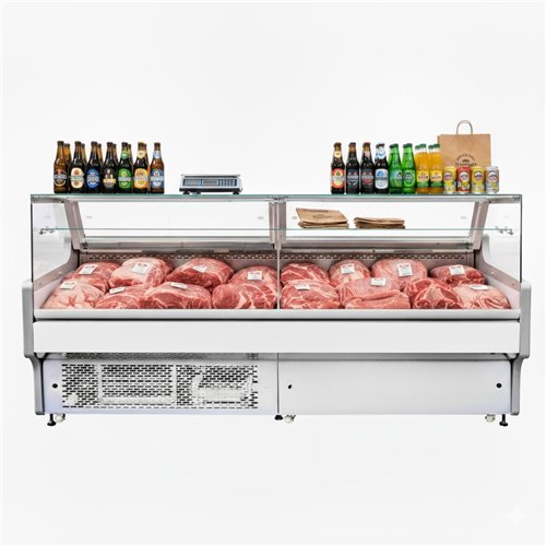 Serve over Deli counter White front Straight glass front Width 1955mm | Stalwart DA-BLUEL132