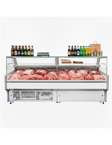 Serve over Deli counter White front Straight glass front Width 1955mm | Stalwart DA-BLUEL132