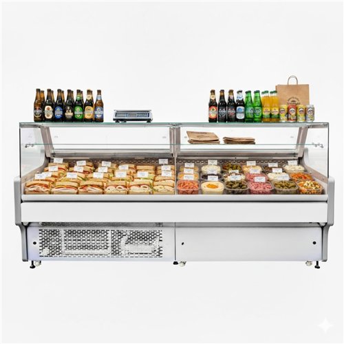 Serve over Deli counter White front Straight glass front Width 1955mm | Stalwart DA-BLUEL132