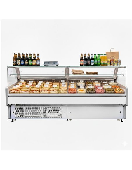Serve over Deli counter White front Straight glass front Width 1955mm | Stalwart DA-BLUEL132