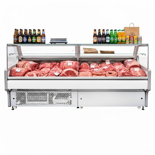 Serve over Deli counter White front Straight glass front Width 2580mm | Stalwart DA-BLUEL134