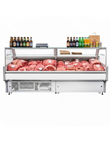 Serve over Deli counter White front Straight glass front Width 2580mm | Stalwart DA-BLUEL134