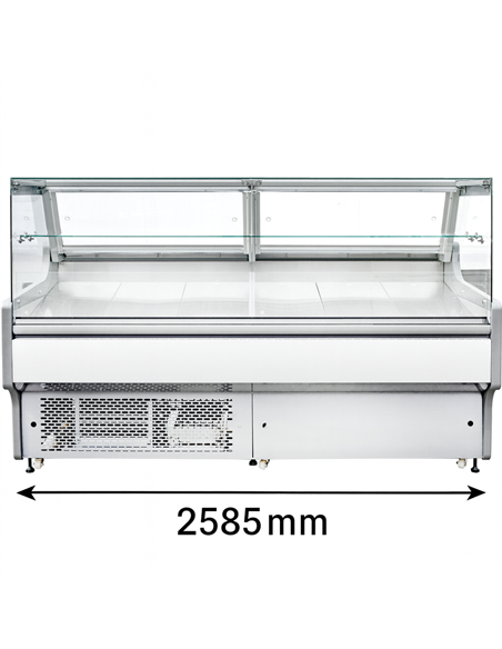 Serve over Deli counter White front Straight glass front Width 2580mm | Stalwart DA-BLUEL134