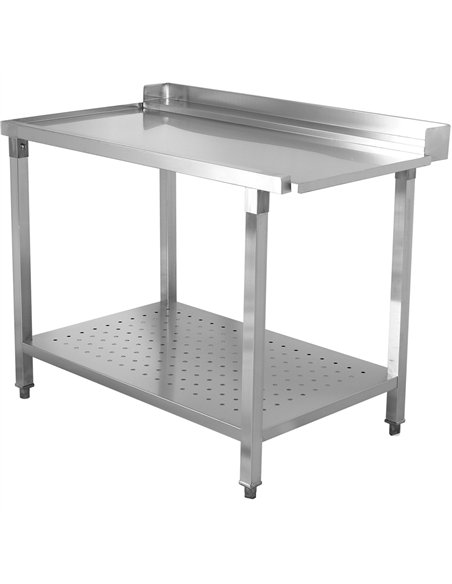 Unloading table Left side 1100x650x850mm With bottom shelf With splashback Stainless steel | Stalwart DA-SWB11065L