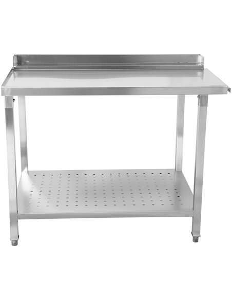 Unloading table Left side 1100x650x850mm With bottom shelf With splashback Stainless steel | Stalwart DA-SWB11065L