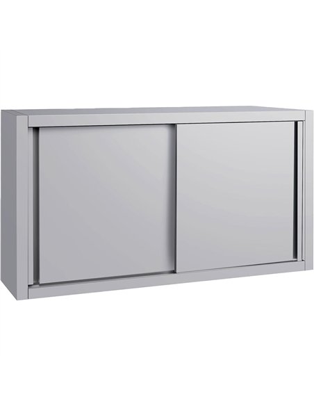Commercial Stainless Steel Wall Cabinet with Sliding Doors and Inner Shelf 1800x500x650mm | Stalwart DA-QNH916