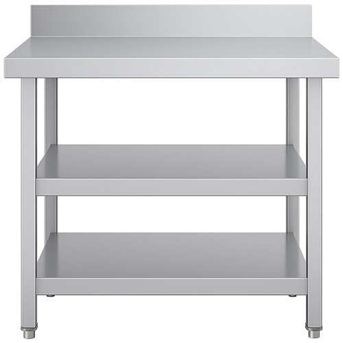 Commercial 3-Tier Stainless Steel Work Table with Undershelves and Backsplash 900x600x850mm | Stalwart DA-QNH1144