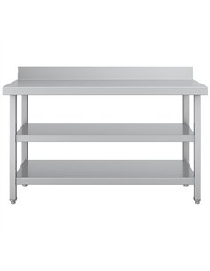 Commercial 3-Tier Stainless Steel Work Table with Undershelves and Backsplash 1200x600x850mm | Stalwart DA-QNH1146