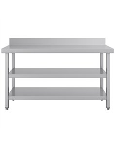 Commercial 3-Tier Stainless Steel Work Table with Undershelves and Backsplash 1500x600x850mm | Stalwart DA-QNH1148