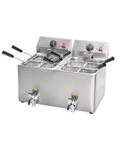Commercial Electric 16L Double-Tank Table-Top Pasta Boiler with 8 Baskets and 2 Drain Taps 748×475×455mm | Stalwart DA-HP88CT